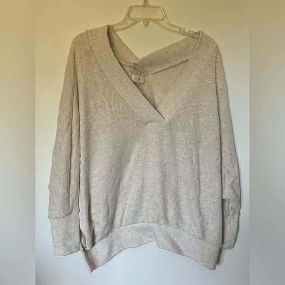 Lou & Grey long sleeve oversized deep v neck sweatshirt size XS/S - Picture 4 of 8